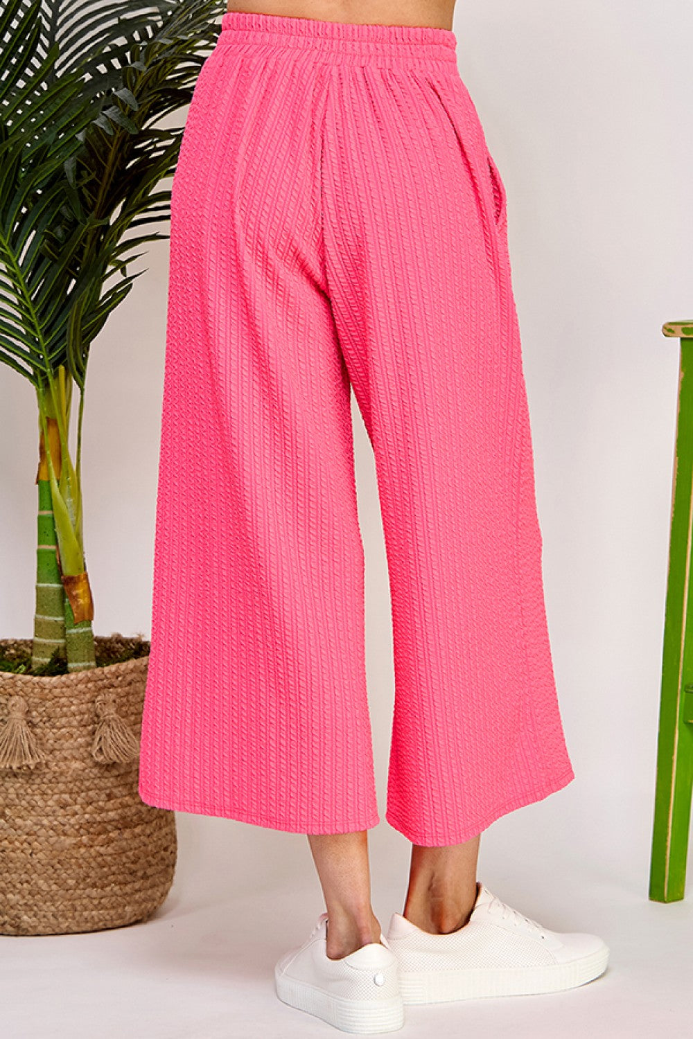 Tie Waist Cropped Ribbed Pants