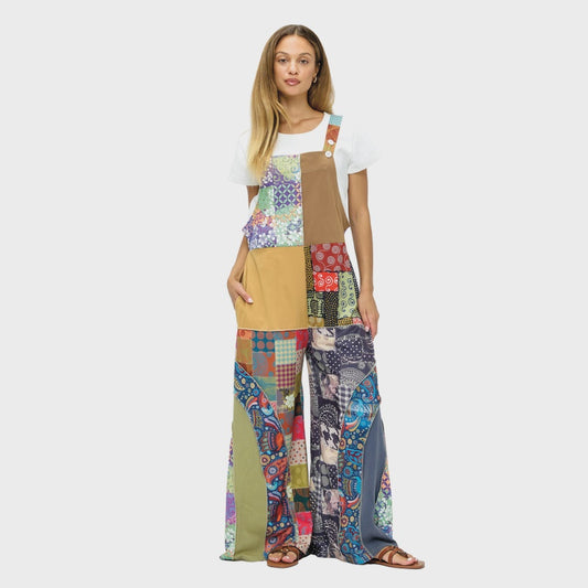 Colorful Hippie Boho Patchwork Overalls