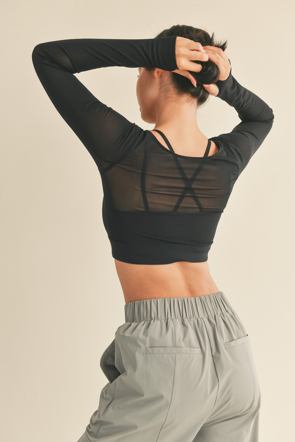 Mesh Long Sleeve Top w/ Built in Bra