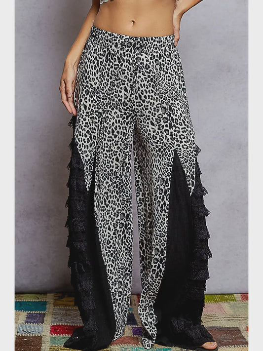 Black Leopard Lace Pant