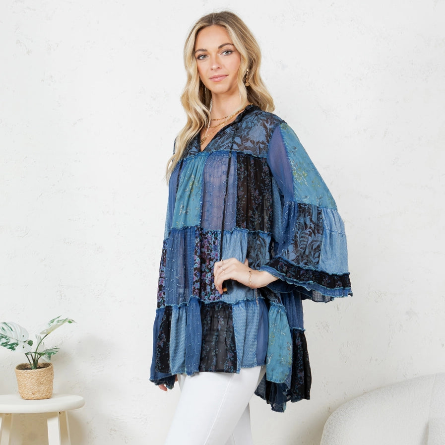 Chic Band Collar Jhabla Top