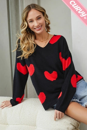 Red / Black Heart Sweater