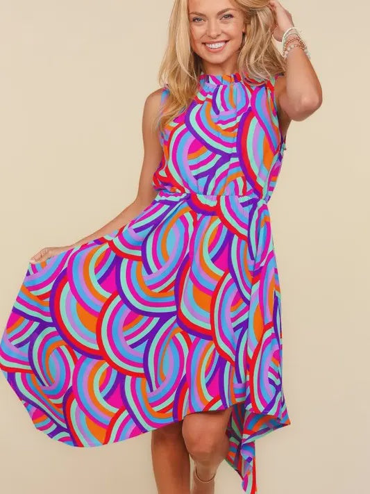 Mock Neck Sleeveless Dress