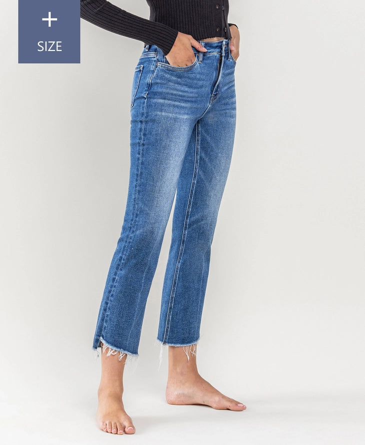 High Rise Raw Step Hem Kick Flare