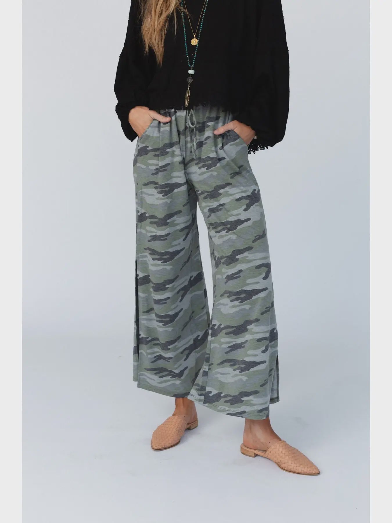 Casual Wanderer Slit Leg Pants
