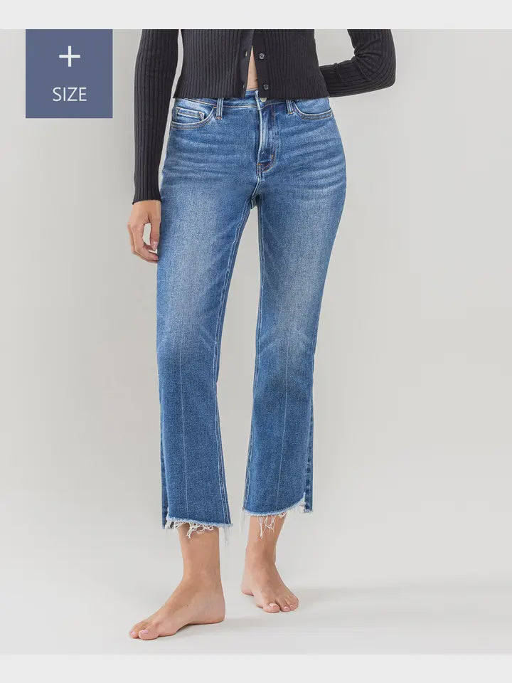 High Rise Raw Step Hem Kick Flare