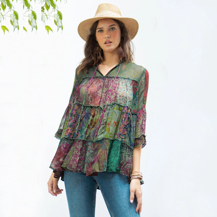 Chic Band Collar Jhabla Top