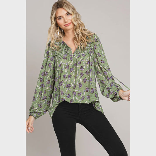 Everyday Floral Ruffle Blouse