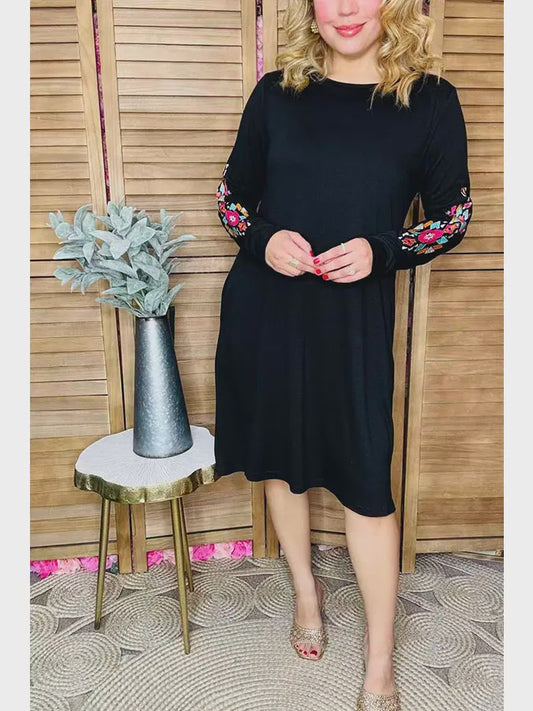 Aztec Embroidery Sleeve Dress