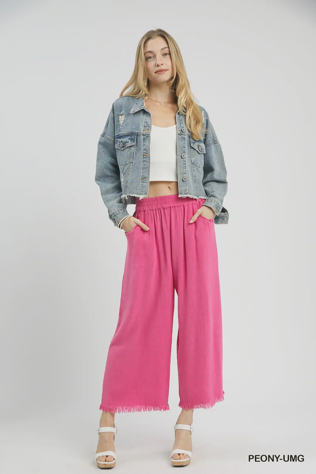 Linen Frayed Hem Pant