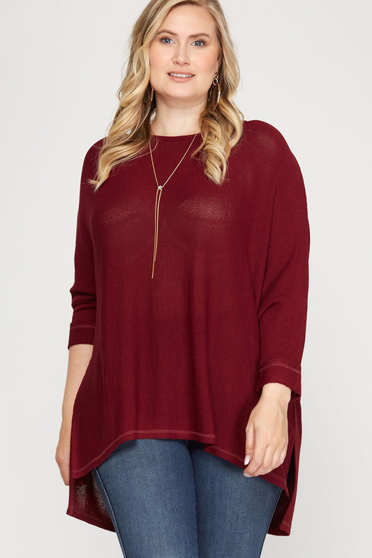 Batwing Sleeve Hi Low Knit Top