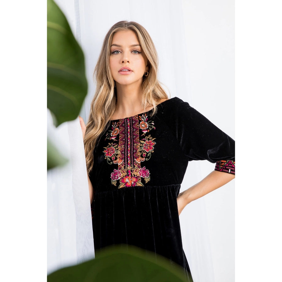 Velvet Embroidered Dress