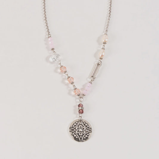 Coral Coin Pendant Necklace