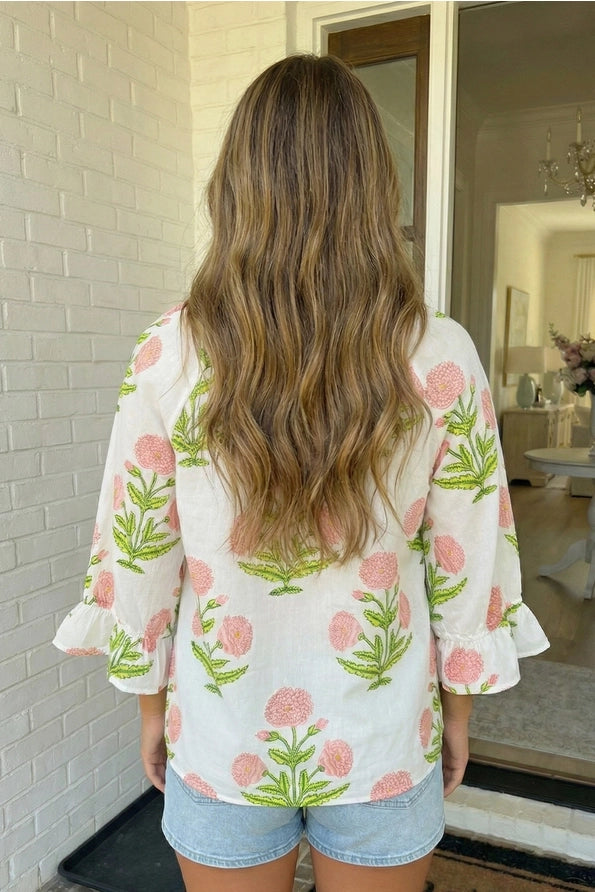 Wild Flower vneck Blouse