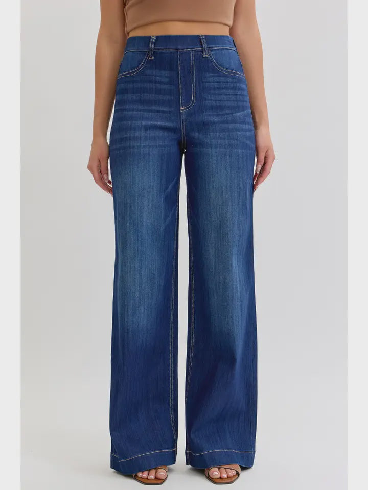 High Rise Pull On wide leg