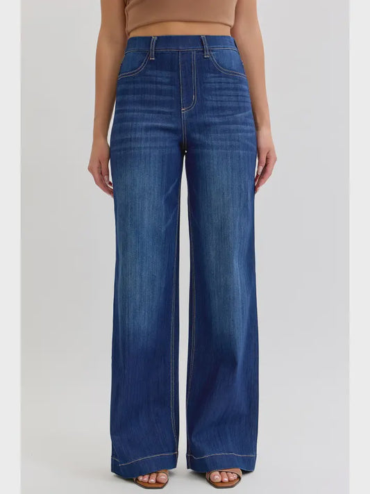 High Rise Pull On wide leg