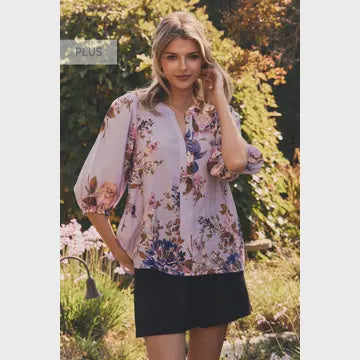 Lavender Floral Printed Blouse