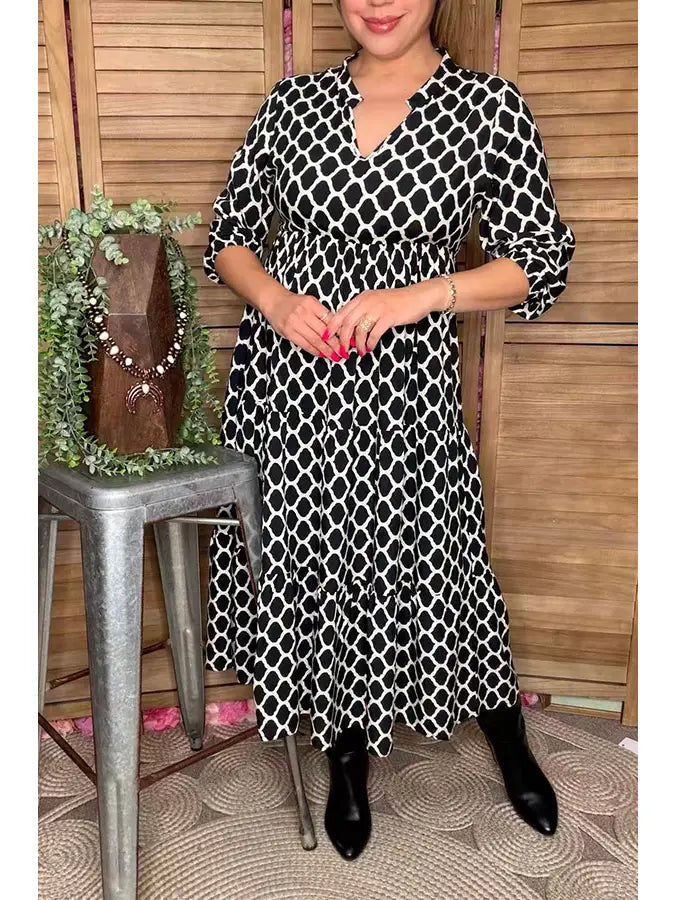 Geometric Maxi Pocketed Dress