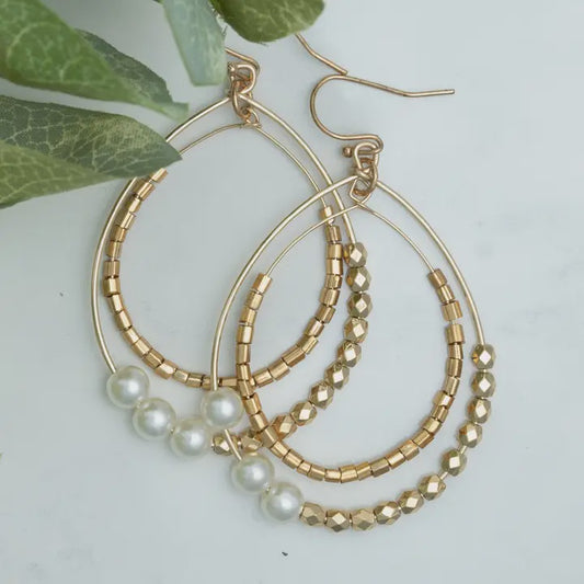 Andra Gold Pearl Hoops