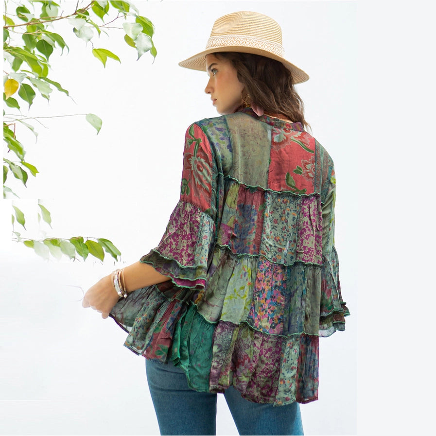 Chic Band Collar Jhabla Top