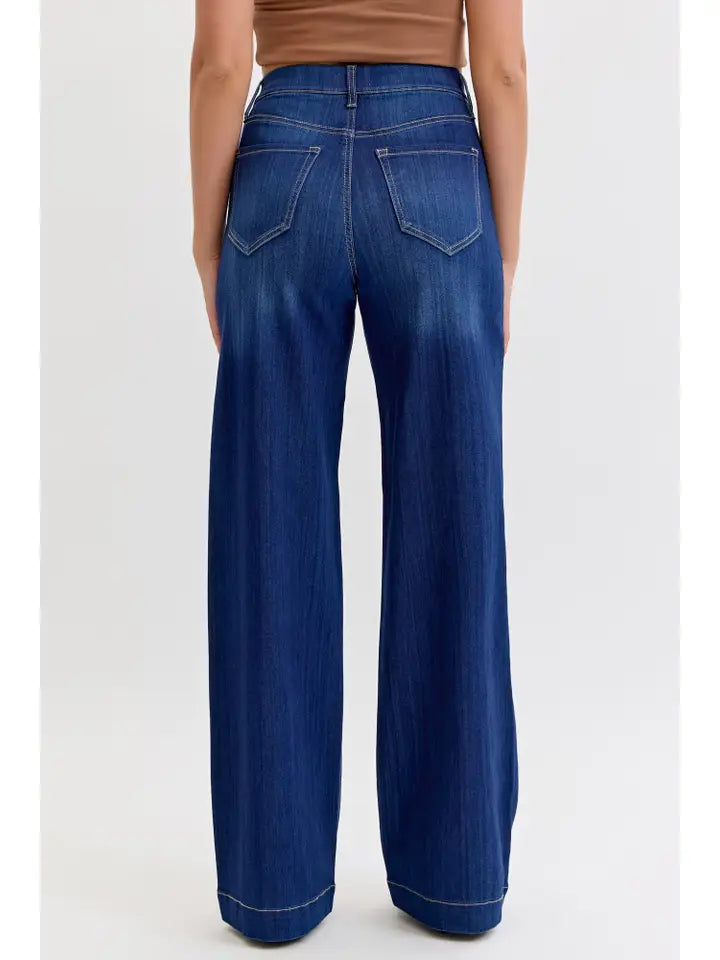 High Rise Pull On wide leg