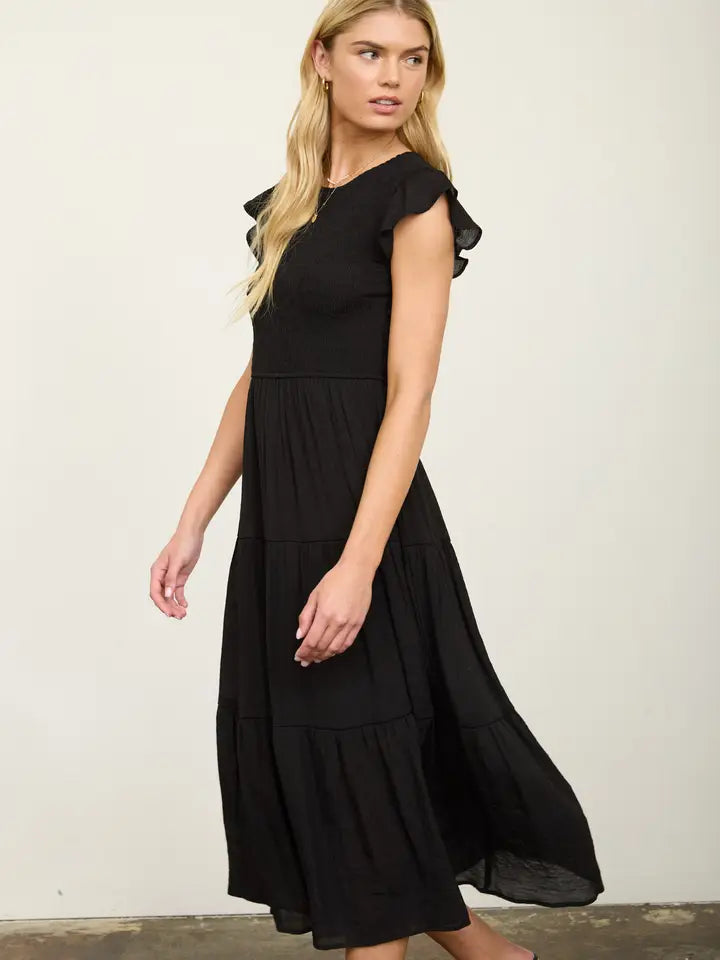 Flutter Sleeve Midi Dress