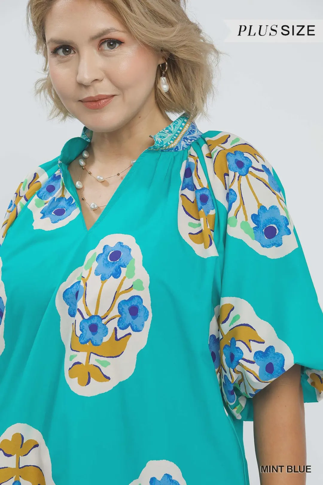 Boho Chic Mint Floral Blouse