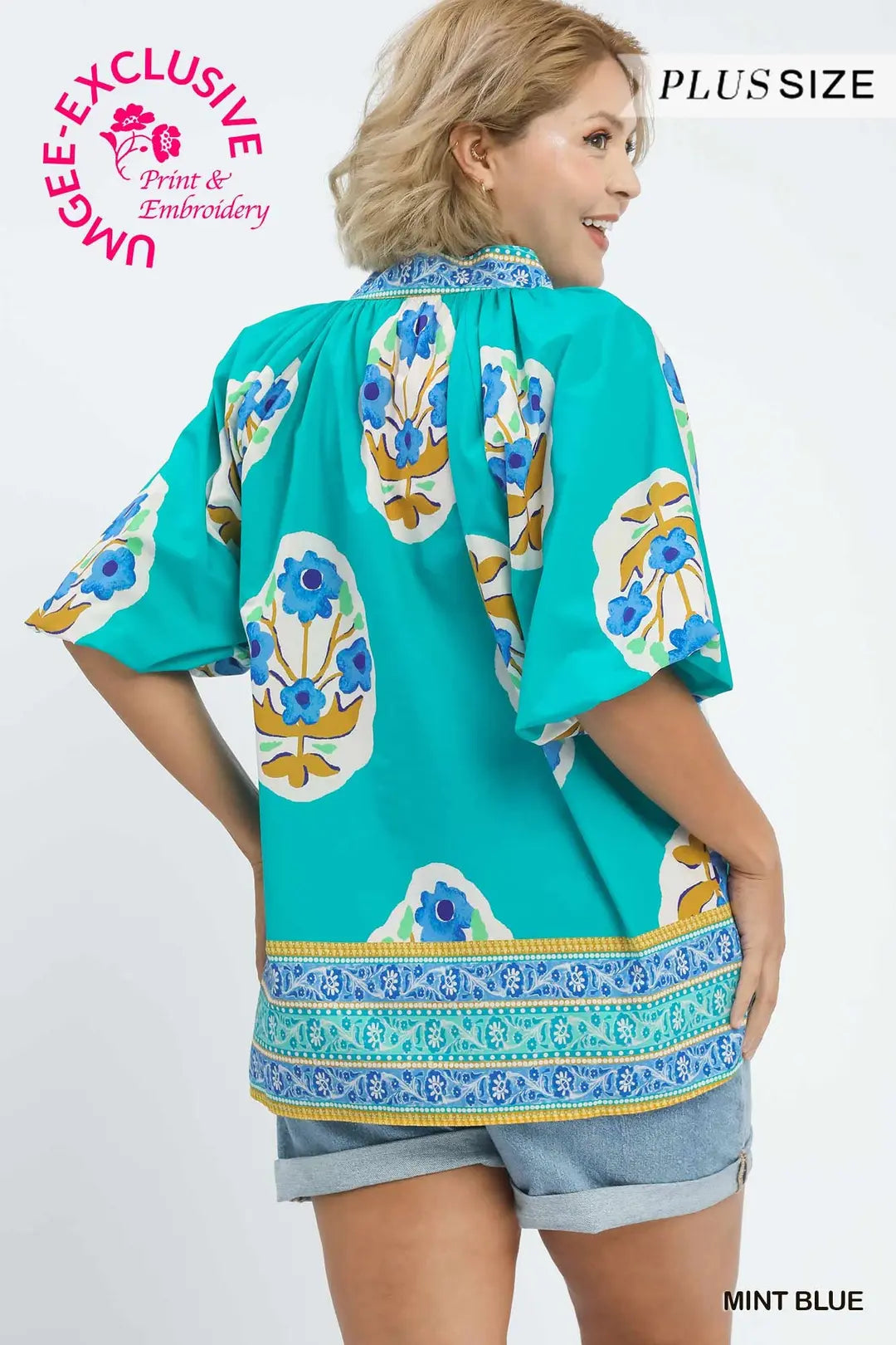 Boho Chic Mint Floral Blouse