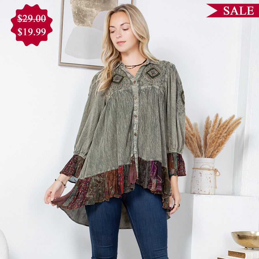 Vintage Bohemian Button Down top