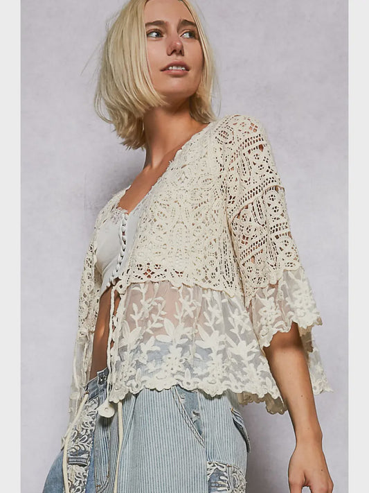 Short Sleeve Crochet Cardigan