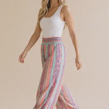 Smocked Wide Leg Pants