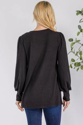 Plus Ribbed long sleeve Top