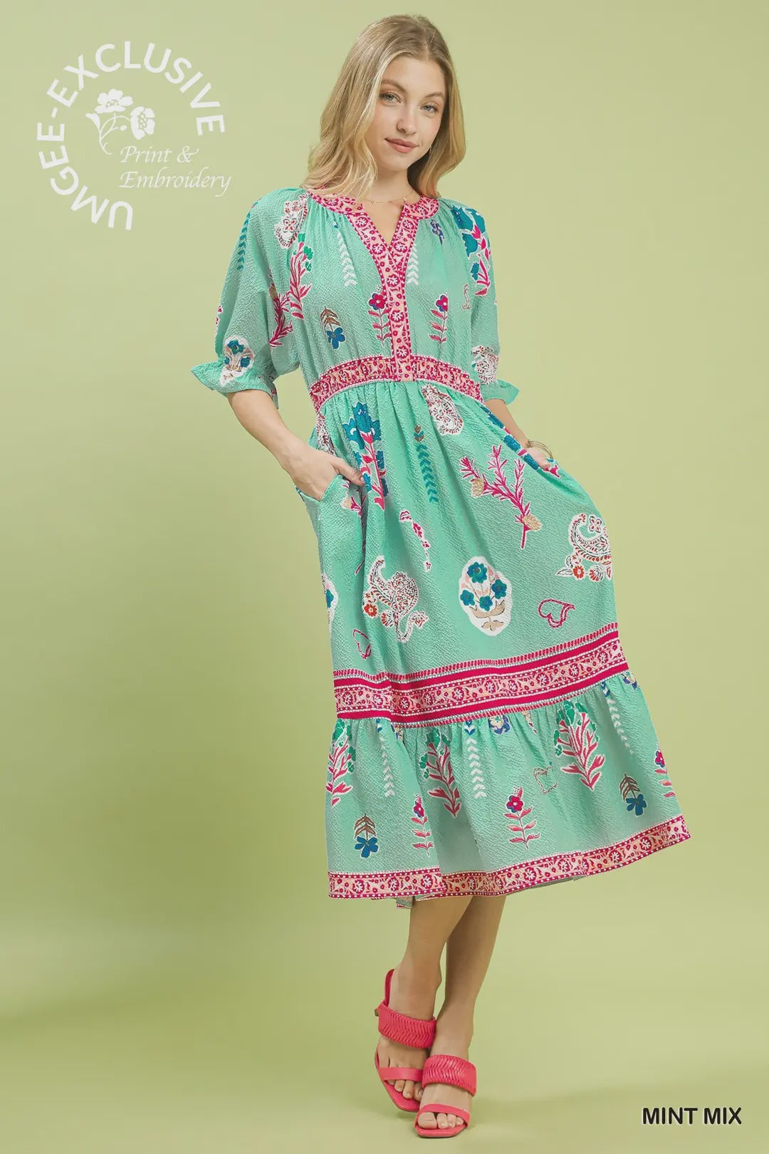 Floral Collage vneck dress