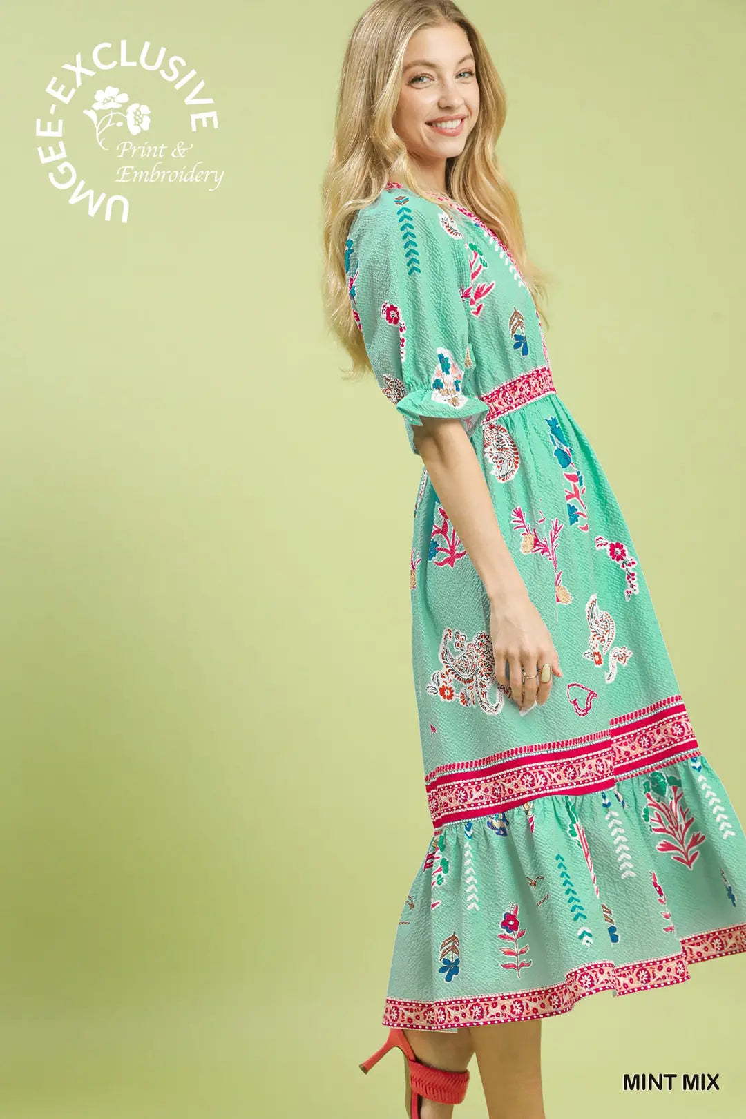 Floral Collage vneck dress