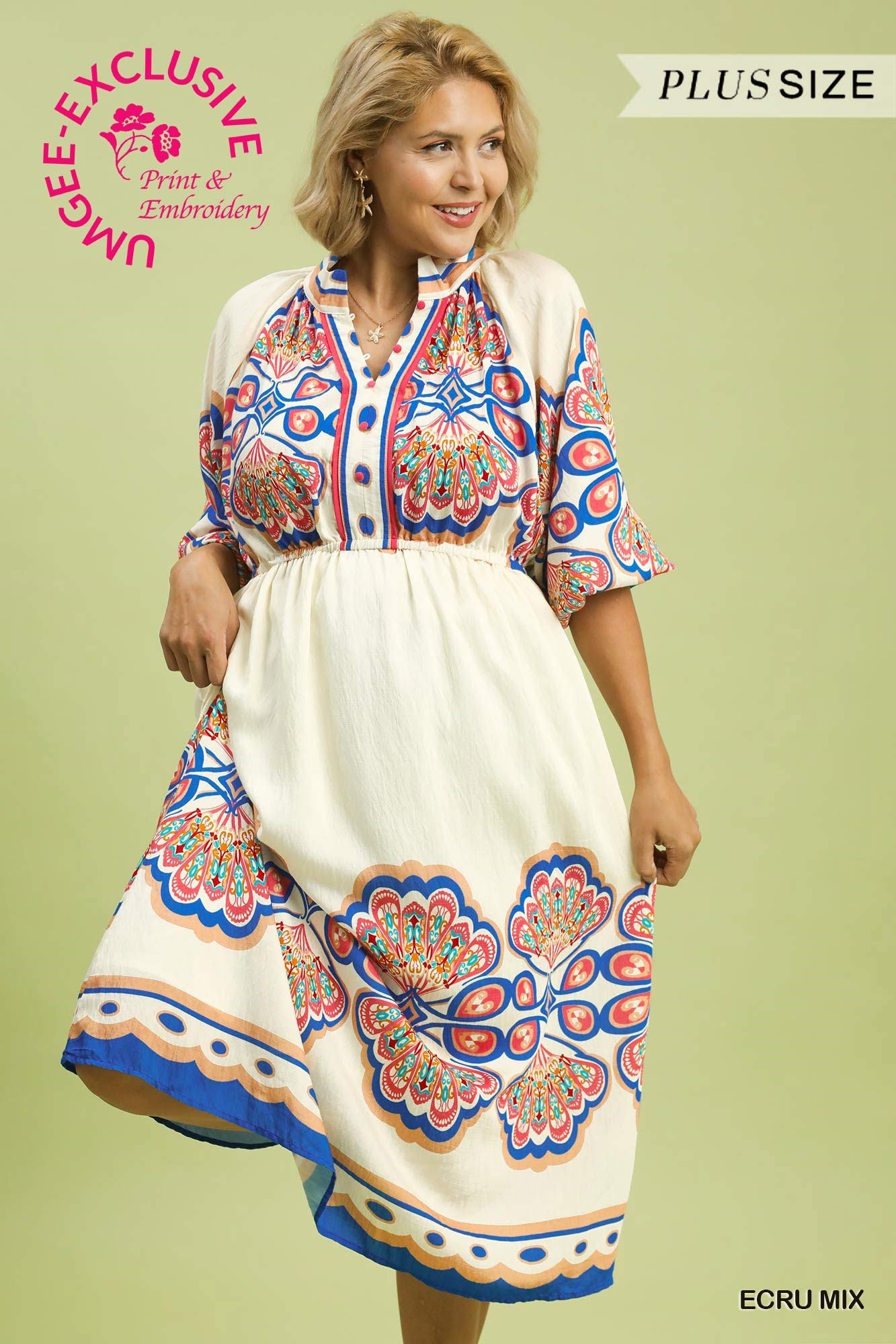 Umgee Bold Print Midi Dress