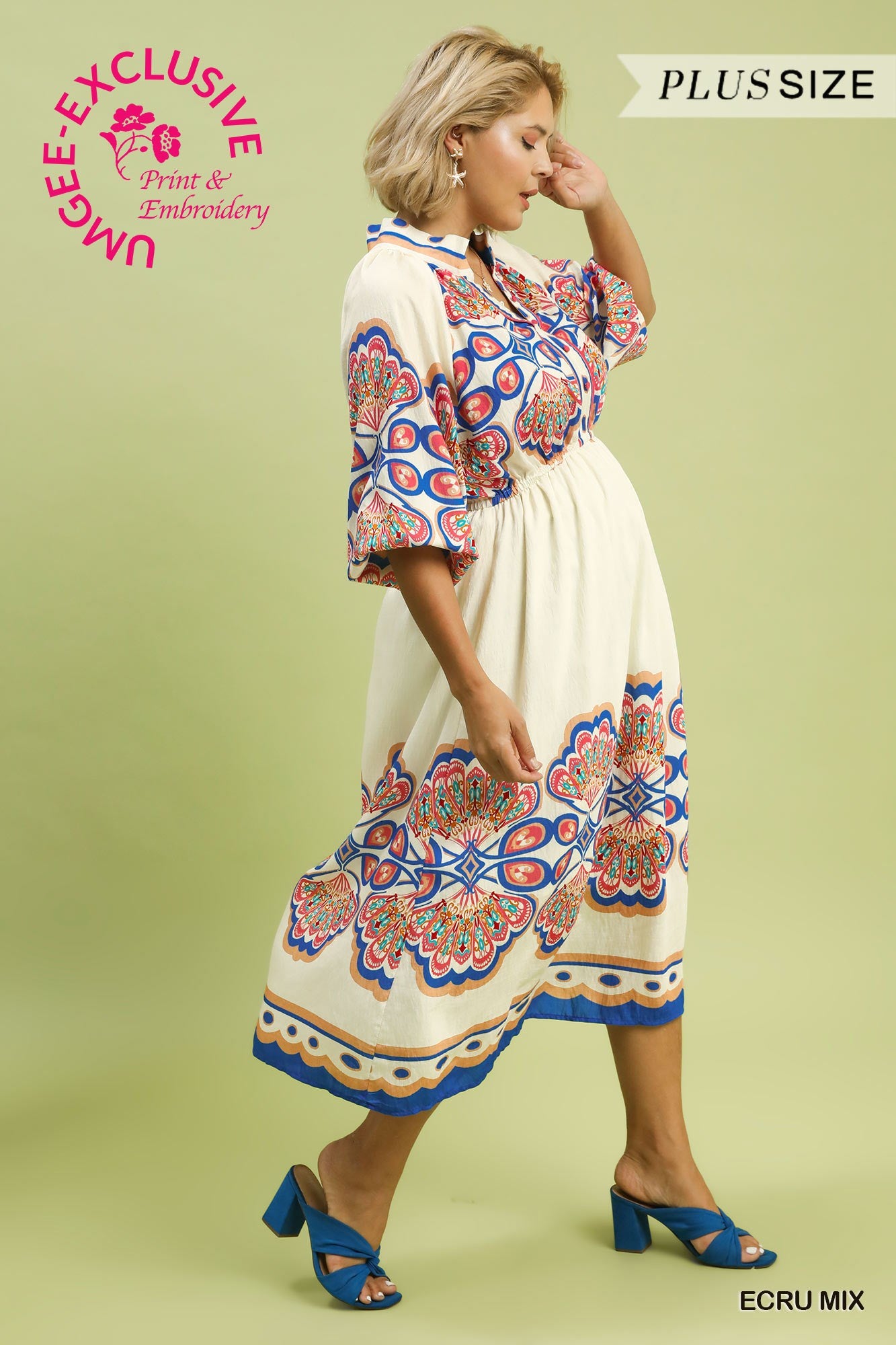 Umgee Bold Print Midi Dress