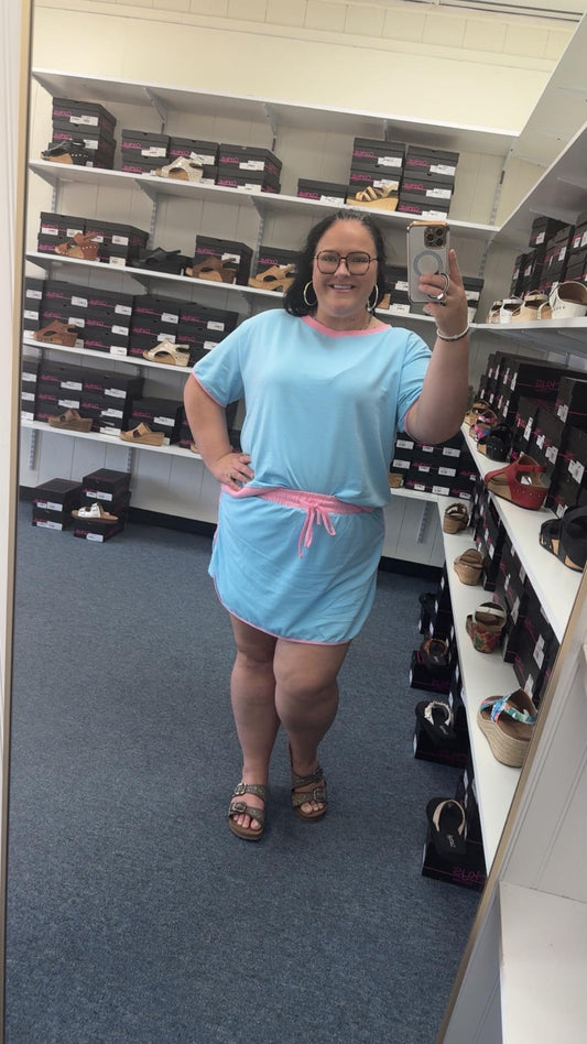 Colorblock Edge t shirt Skort Set