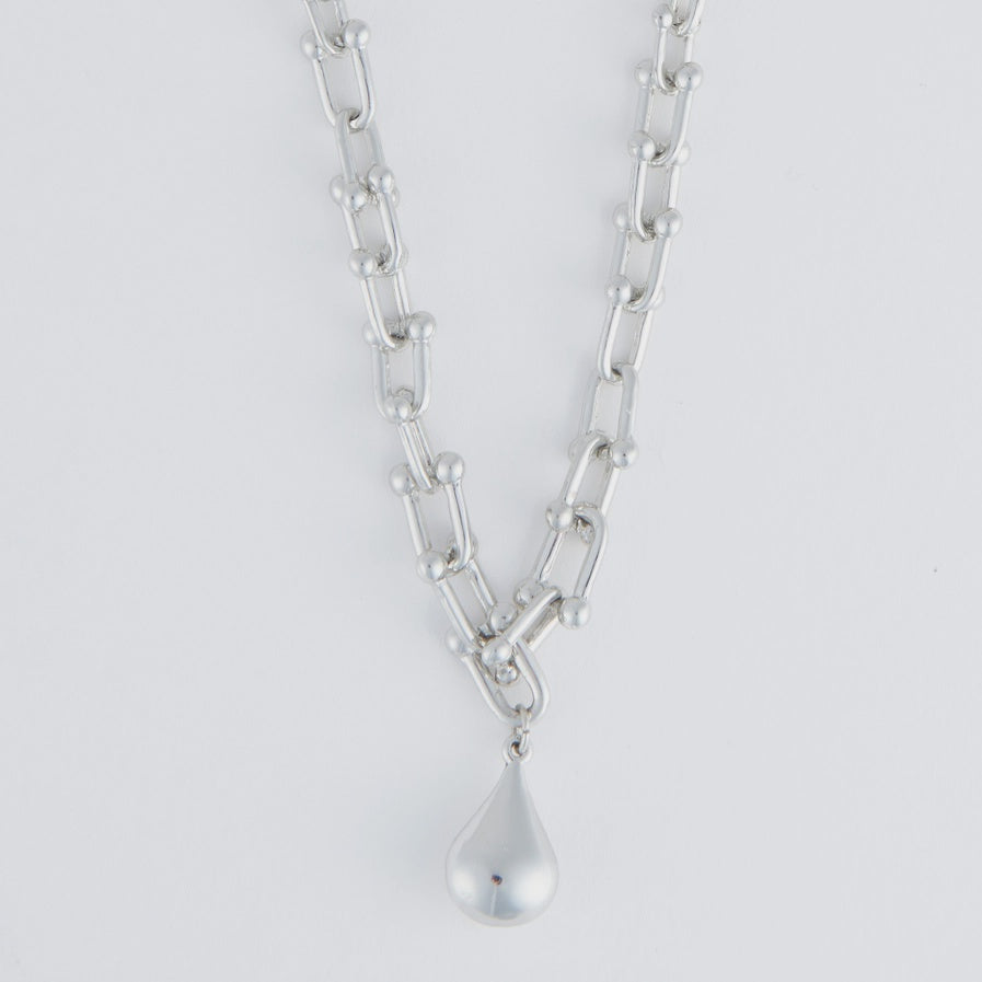 Kennie Silver Chunky Teardrop Necklace