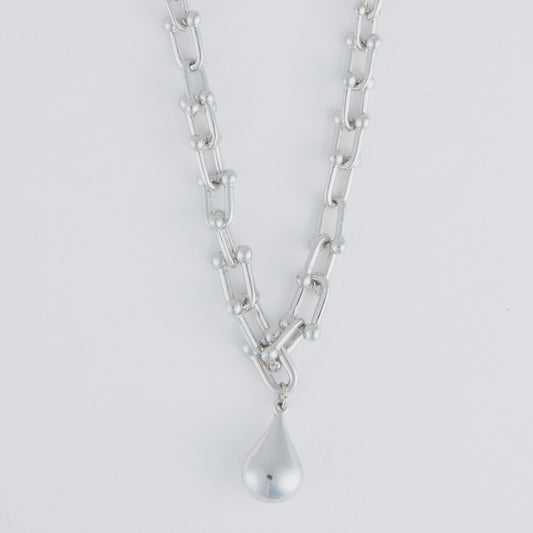 Kennie Silver Chunky Teardrop Necklace