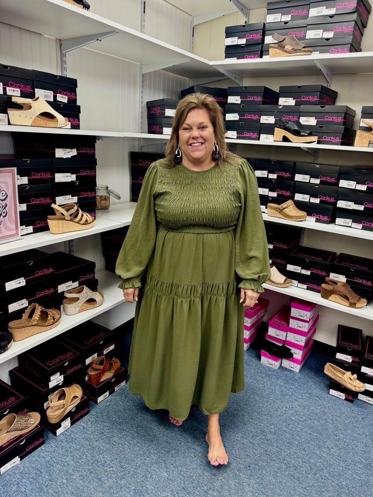 Smocked Bodice Midi Dress