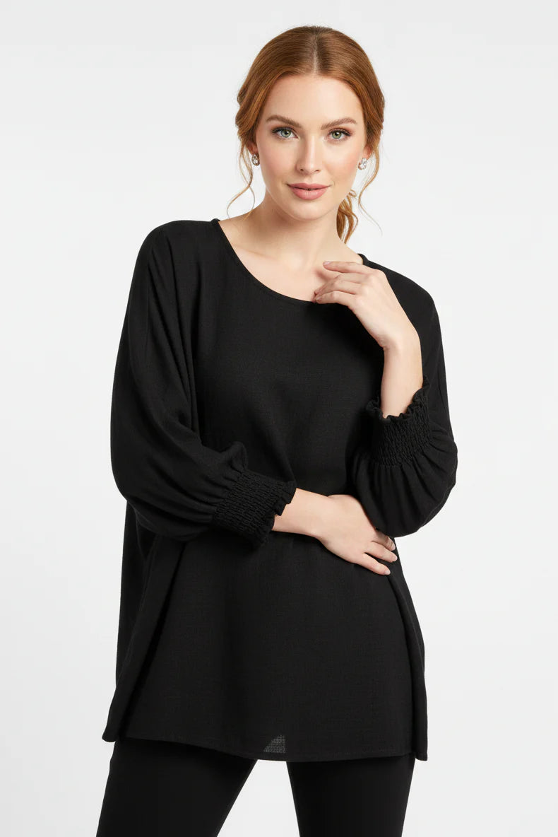 Cinched Sleeve Linen Top