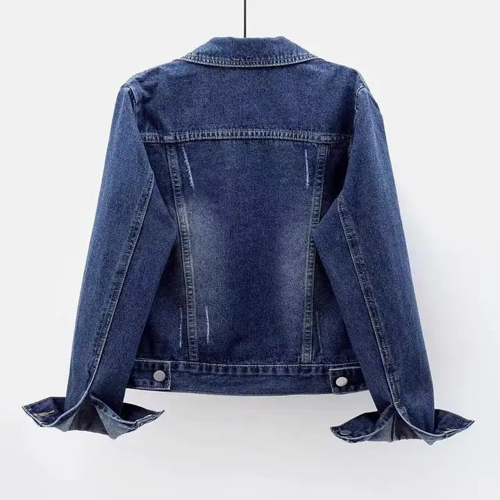 Mandarin Blue Slim Fit Denim Jacket