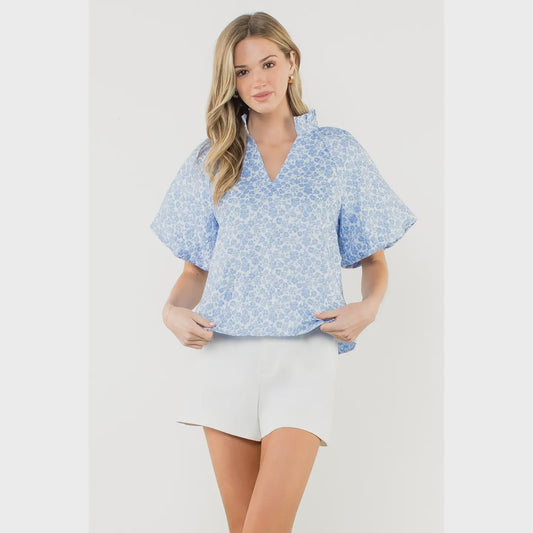 Puff Floral Textured Top