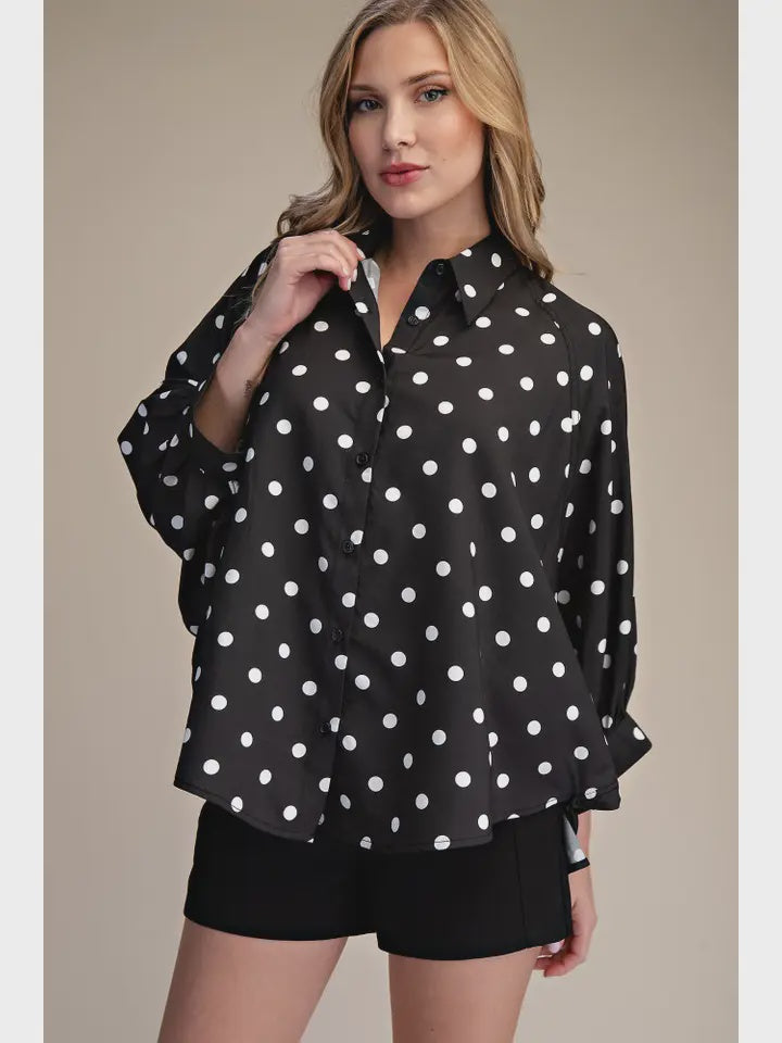 Polka Dot Button Down top