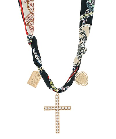 Cross Pendant Scarf Necklace
