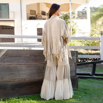 Cream Kimono & Pants Set
