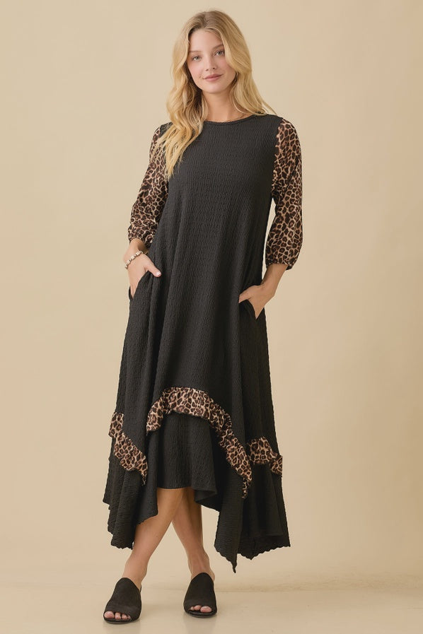 Hi-Low Animal Print Ruffle Dress