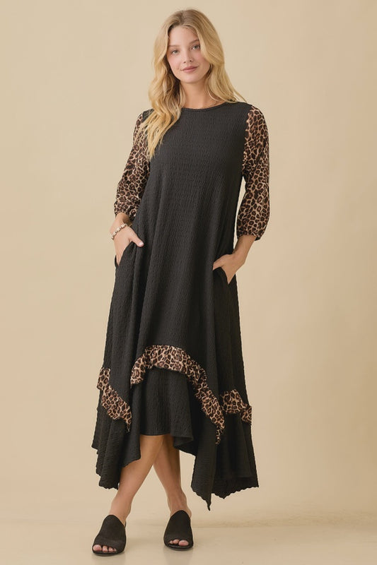Hi-Low Animal Print Ruffle Dress