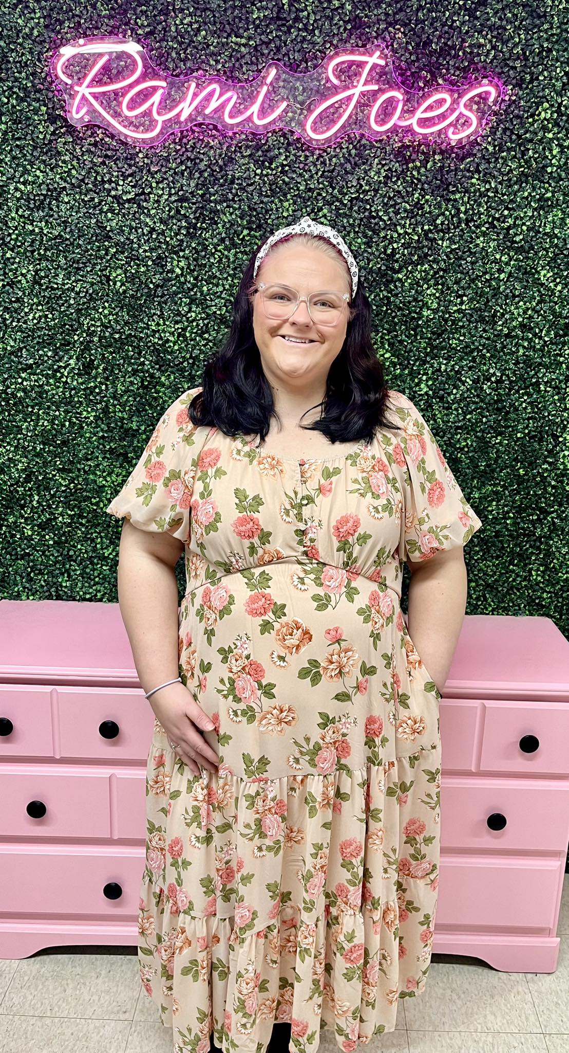 Romantic Floral Button Detail Dress