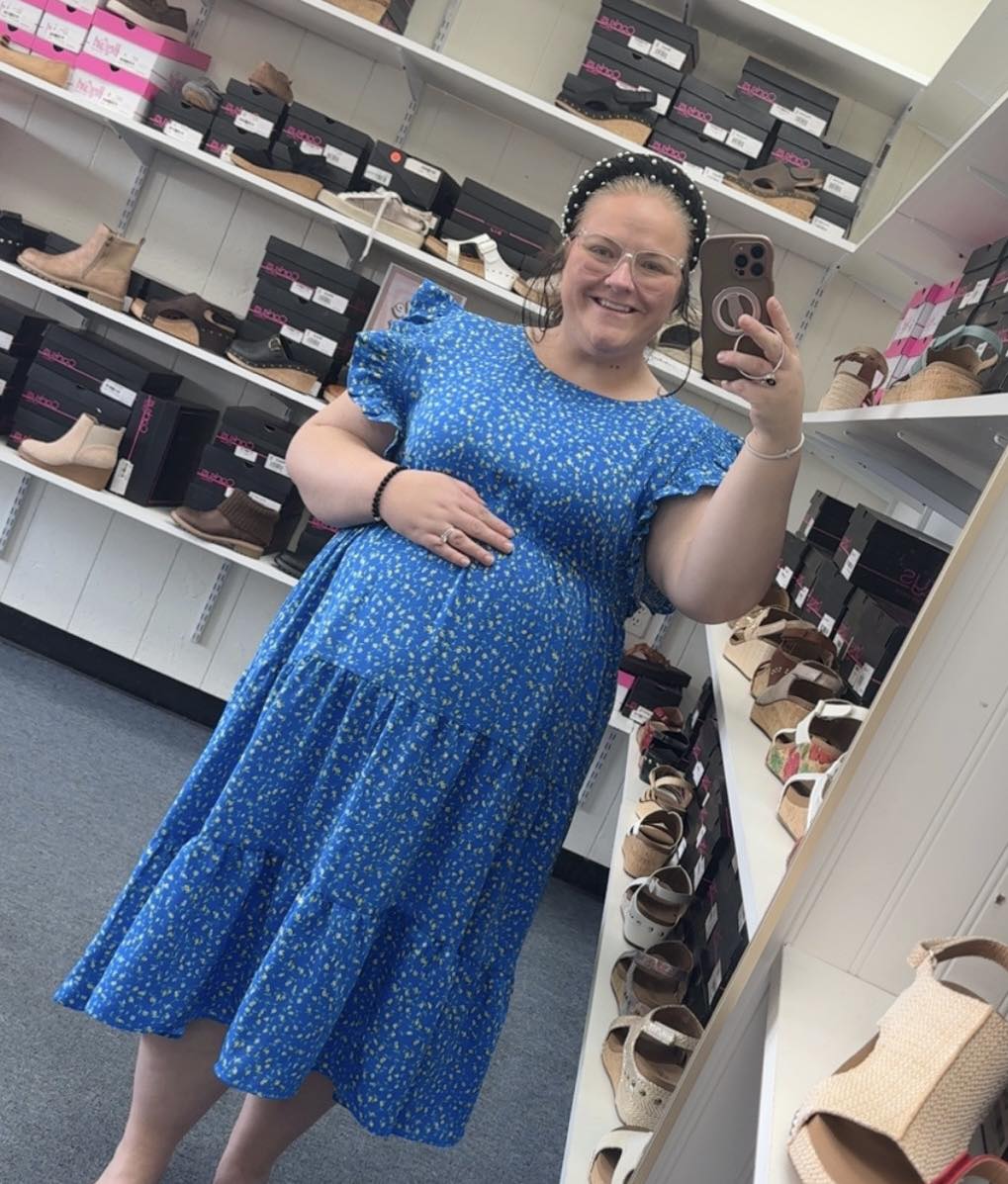 Blue & Yellow Floral Midi Dress